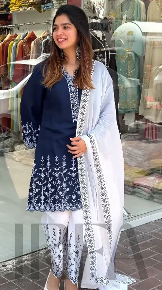Soft Cotton Embroidery Three Piece
